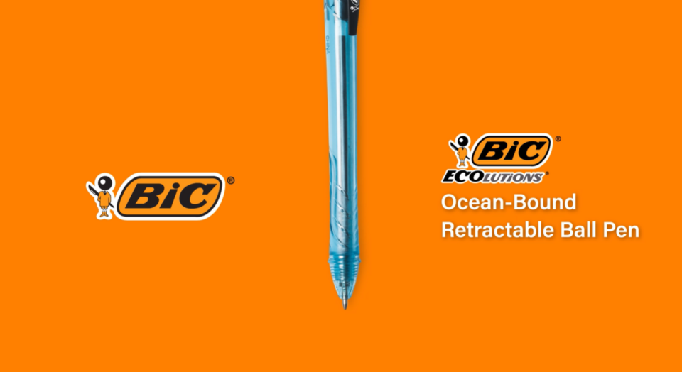 thumbnail video image 6 of BIC ReVolution Ocean-Bound Recycled Plastic Ball Pen, Med Point, Black, 12-Count, 6 of 6