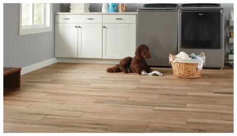 QuicTile 6 in. x 36 in. River Wood Glazed Porcelain Locking Floor Tile (10.15 sq. ft. / case)