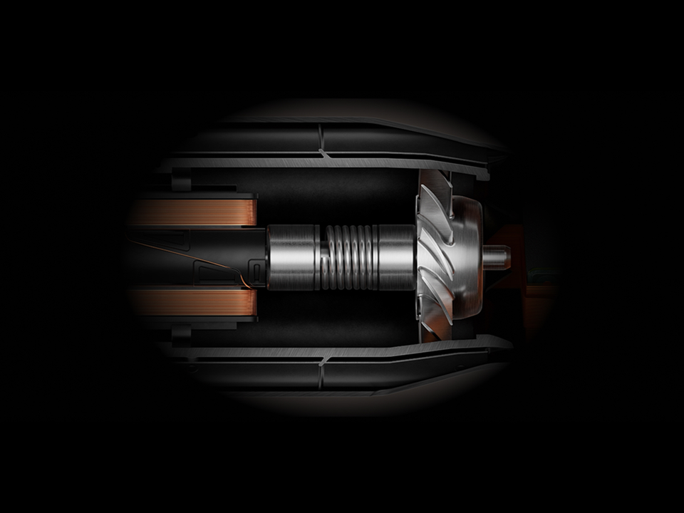 Cutaway showing the powerful Gen2 motor inside the Dyson Airwrap Co-anda2x multi-styler and dryer.
