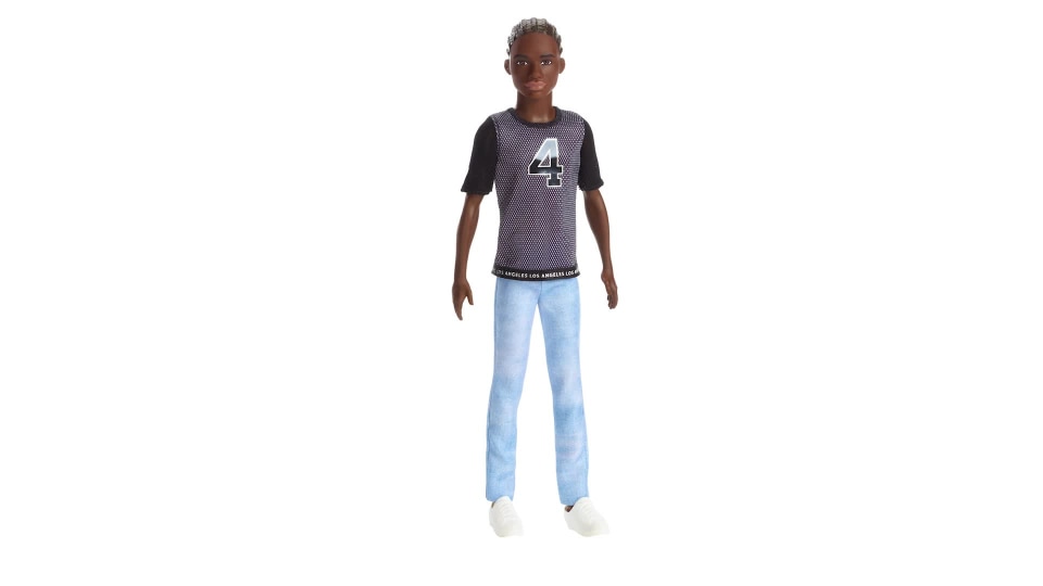 thumbnail video image 2 of Barbie Ken Fashionistas Doll Wearing Team-Inspired T-Shirt, 2 of 7