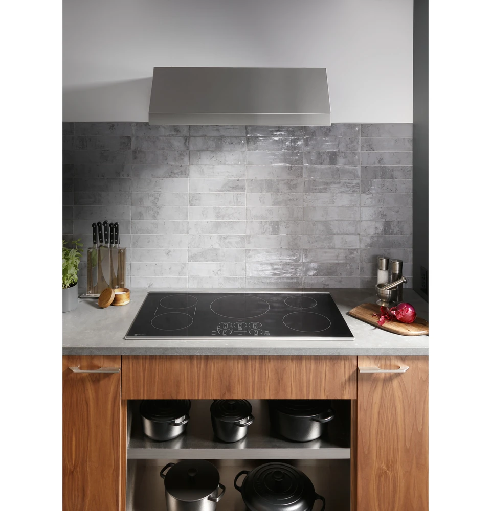 PHP9036STSS GE Profile 36 ADA Compliant Wifi Enabled Induction Cooktop with Touch Control and 5 Cooking Elements Black with Stainless Steel Trim