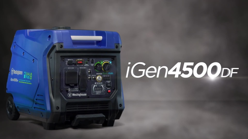 thumbnail video image 2 of Westinghouse 4500 Watt Electric Start Dual Fuel Portable Inverter Generator with RV Outlet, 2 of 17