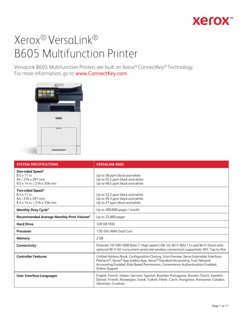 Xerox VersaLink B605 Multifunction Printer - Walmart.com - Walmart.com