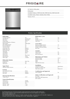 FDPC4221AB Frigidaire 24 Built-In Dishwasher  Wesco Home Furnishings  Center Wesco Home Furnishings Center