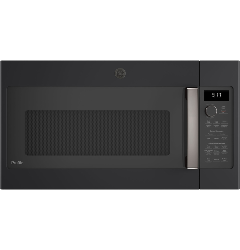 FLOOR MODEL GE Profile™ 1.7 Cu. Ft. Black Stainless Steel Over The Range  Microwave, Don's Appliances