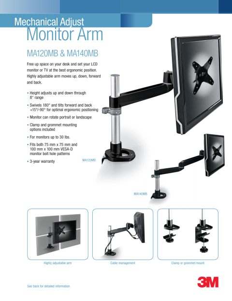 3m/commercial Tape Div. Dual Monitor Swivel Arm, 360 Degree Rotation ...