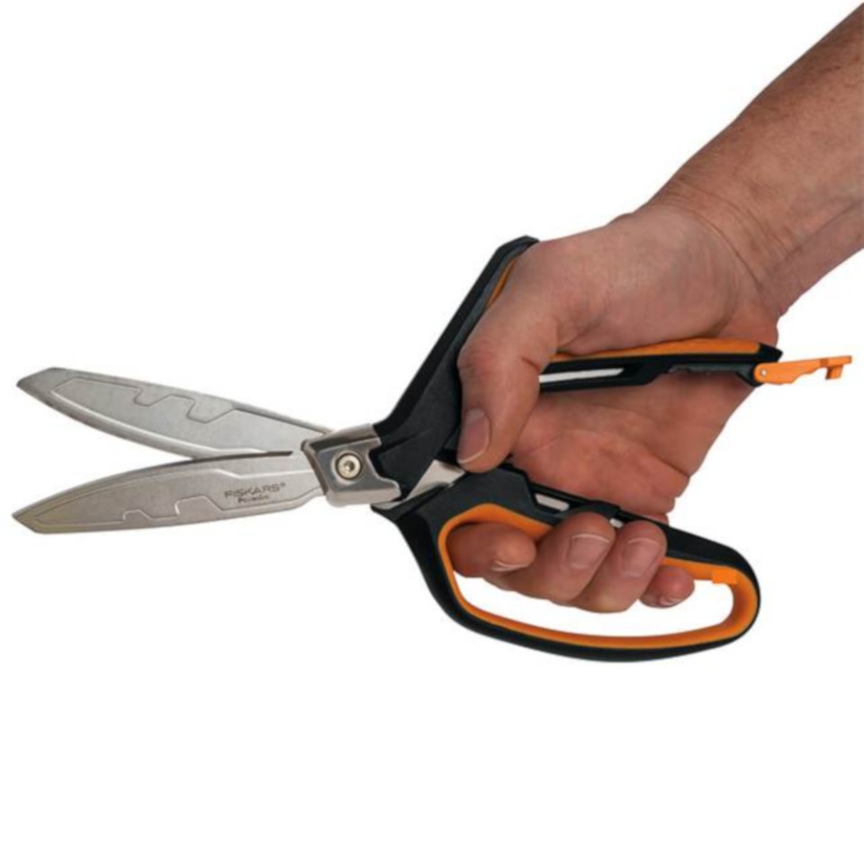 Fiskars Shears: 10-13/32 OAL, 4-3/32 LOC, Stainless Steel Blades - Use w/ Shop, Plastic Handle | Part #710160-1002