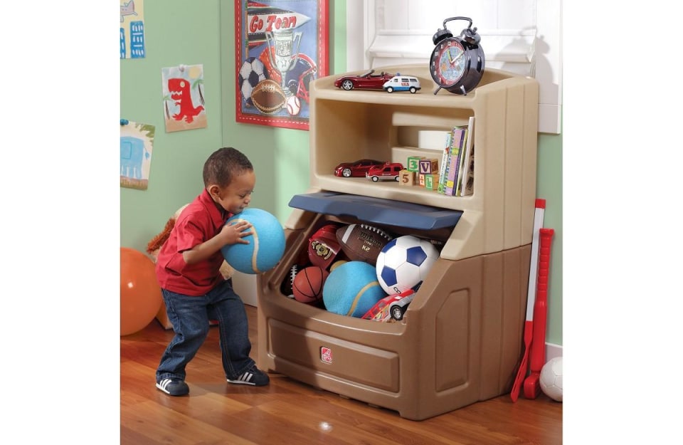 Lift and hide bookcase toy box store with lid