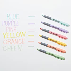 BIC Brite Liner Grip Subrayadores pastel, varios colores de tinta, punta  biselada, caja de 12 subrayadores pastel surtidos