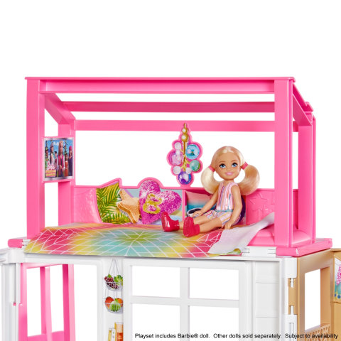 Barbie Dollhouse with Doll, 2 Levels & 4 Play Areas, Fully