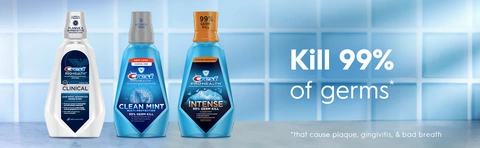 Try out Crest's 3D Pro-Health mouthwash family which includes: Clinical Deep Clean Mint, Clean Mint and Instense Clean Mint.