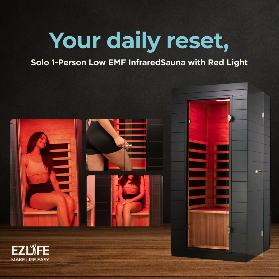 EZLIFE HY-CH3-1100A 1-Person Indoor Okoume Hemlock Wood Infrared