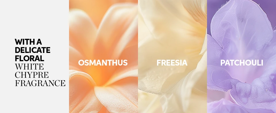 With a delicate floral fragrance of osmanthus, freesia, and patchouli