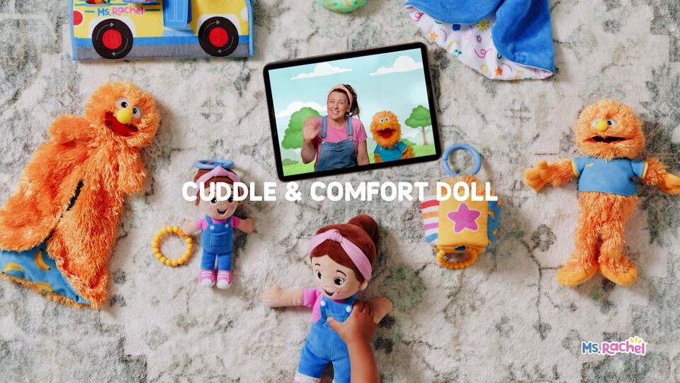 thumbnail video image 3 of Ms. Rachel Official 11-inch Cuddle & Comfort Plush Doll for Ages 6 Months to 3+, 3 of 12