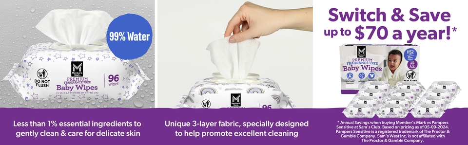 Member s Mark Premium Baby Wipes Fragrance Free 12 pk. 1152 Wipes Sam s Club