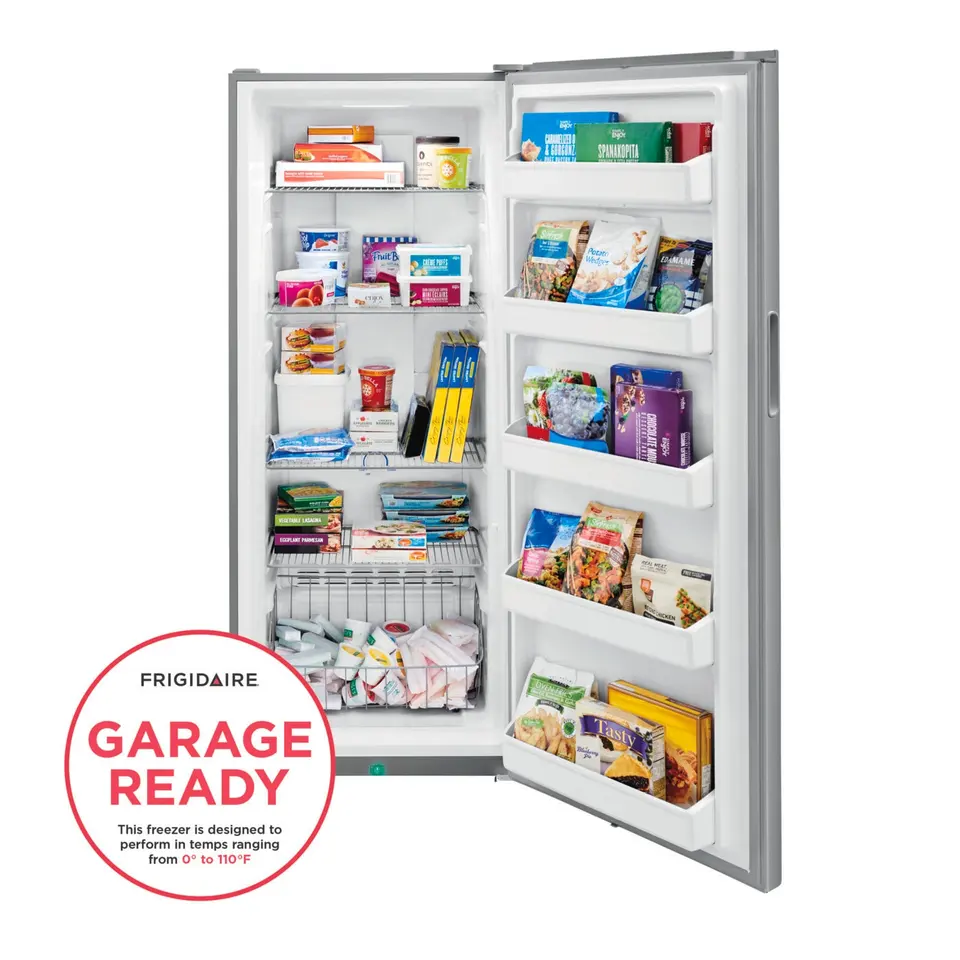 Frigidaire Upright Freezer Garage Ready 15.5 Cu. Ft. in Brushed Steel FFFU16F2VV