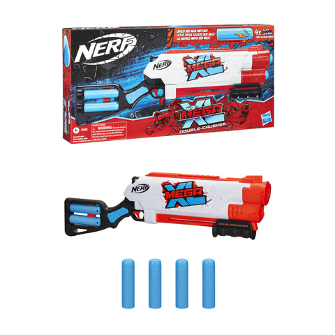Nerf Mega XL Double Crusher Blaster, 4 Mega XL Whistler Darts 