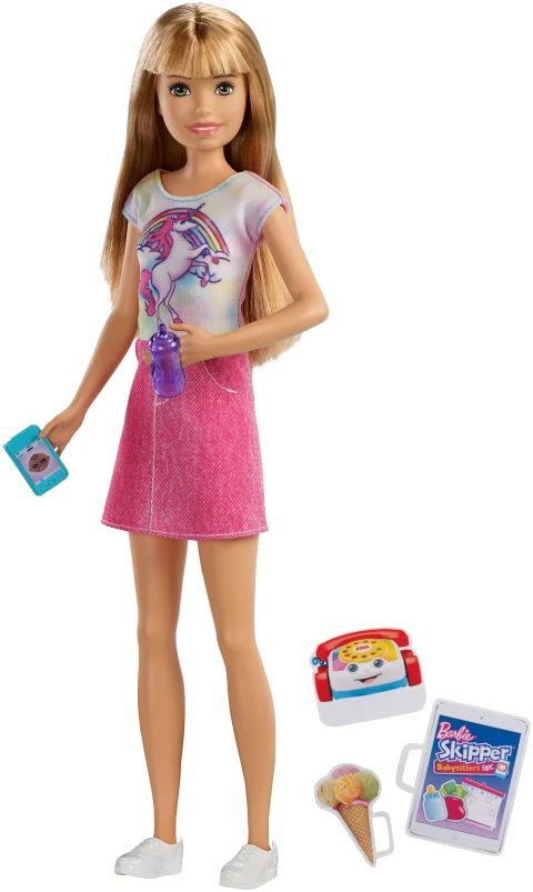 Barbie Babysitting Skipper Doll, Blonde with Phone and Baby Bottle