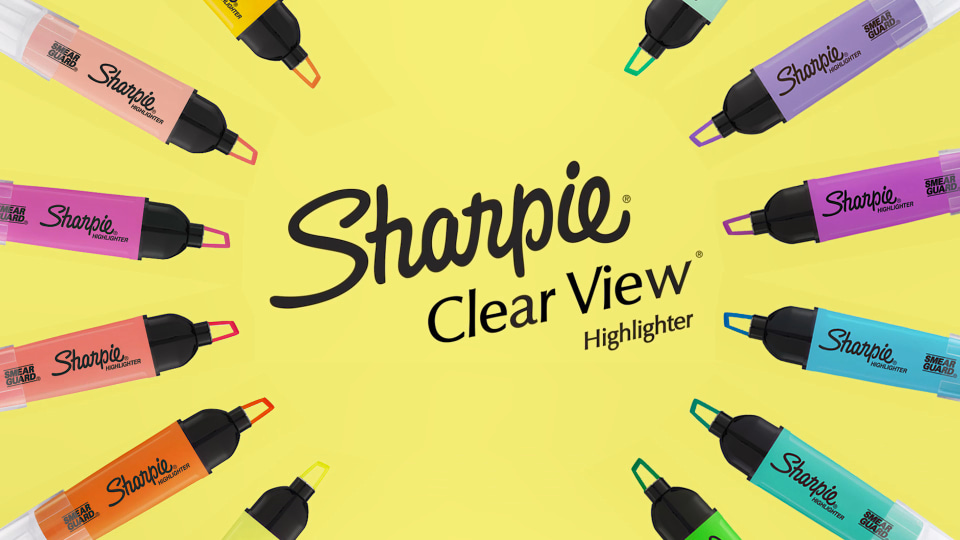 Sharpie Clear View Highlighter Set, Pocket Highlighter with Chisel Tip, Assorted Fluorescent