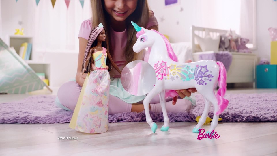 thumbnail video image 2 of Barbie Dreamtopia Princess Doll Wearing Candy-Themed Outfit, 2 of 7