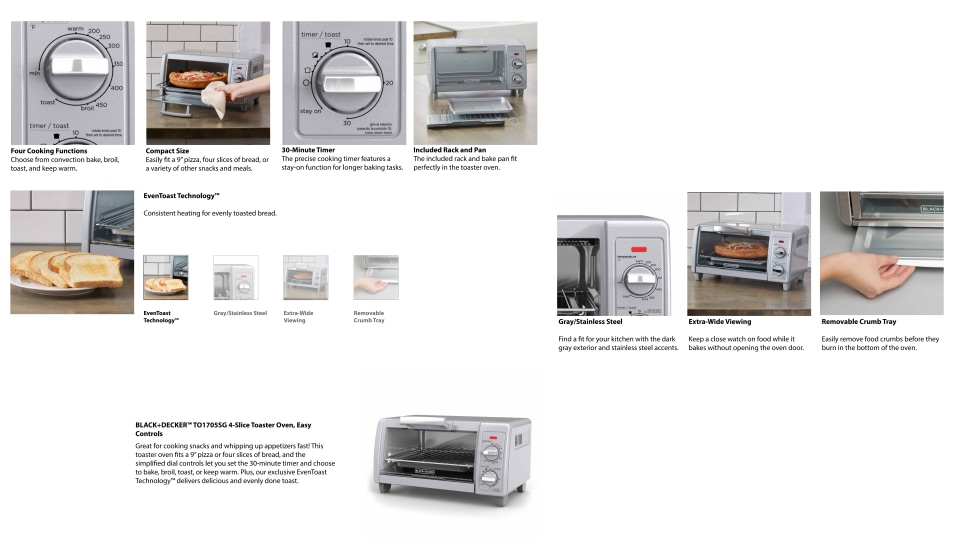 BLACK+DECKER 4Slice Toaster Oven, Easy Controls, Stainless Steel