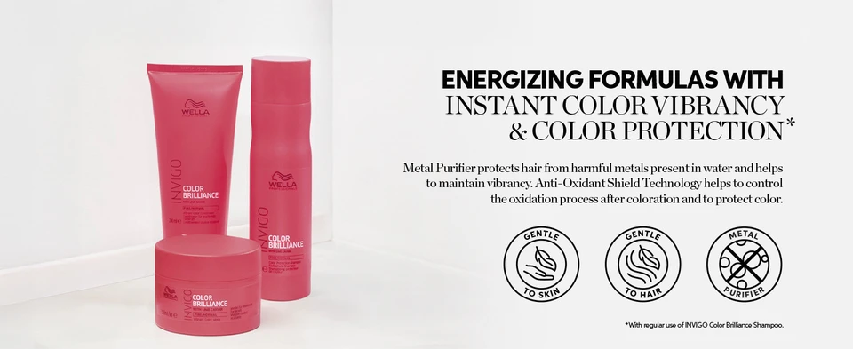 Instant color vibrancy and protection with metal purifier to protect hair from harmful metals present in water