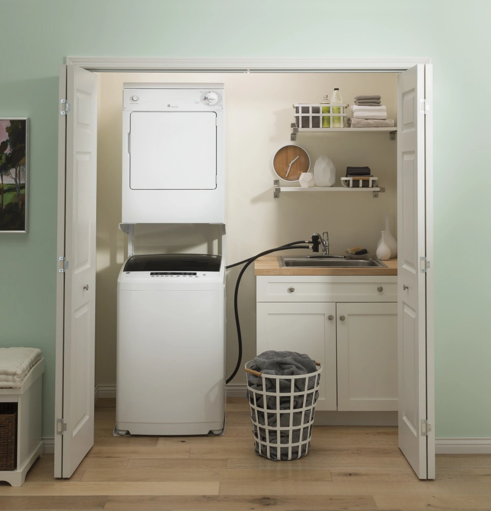 GE GNW128PSMWW GE Space Saving 2.8 cu. ft. Capacity Portable Washer with Stainless Steel Basket Automatic Appliance Parts Inc
