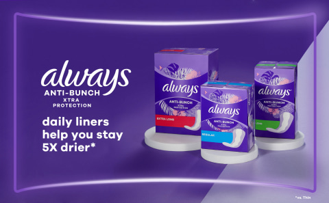 Always Anti Bunch Panty Liners Long Unscented 80 Count - Voilà Online  Groceries & Offers