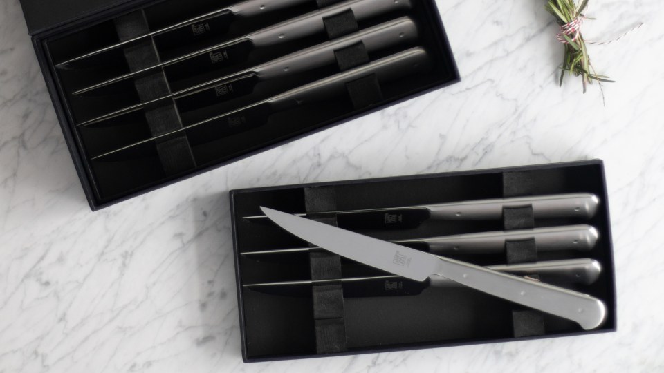 thumbnail video image 2 of ZWILLING Porterhouse Razor-Sharp Steak Knife Set of 8 with Black Presentation Case, Gift Set, 2 of 9