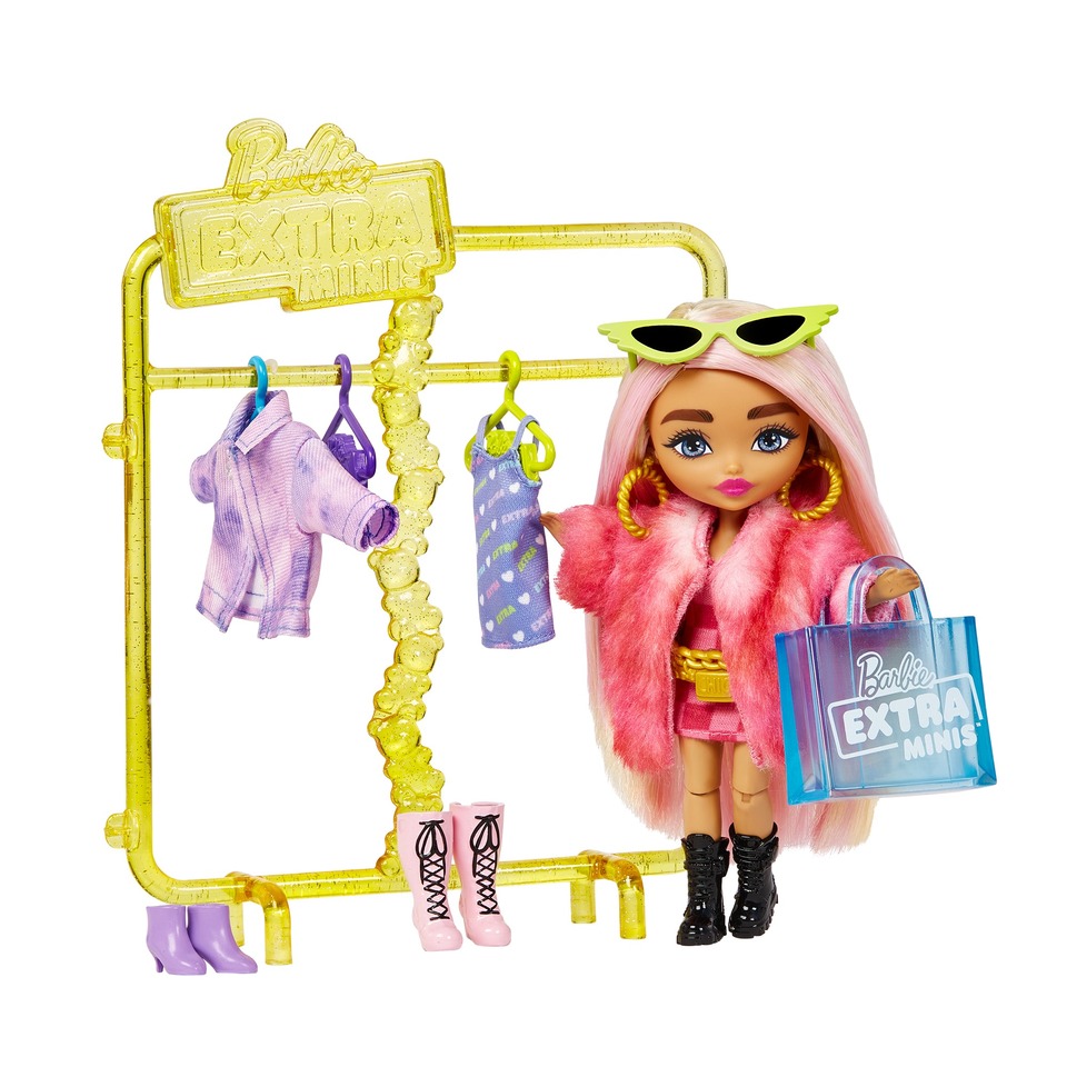 thumbnail video image 2 of Barbie Extra Minis Playset, Fashion Boutique with Small Doll and 15+ Accessories, 2 of 7