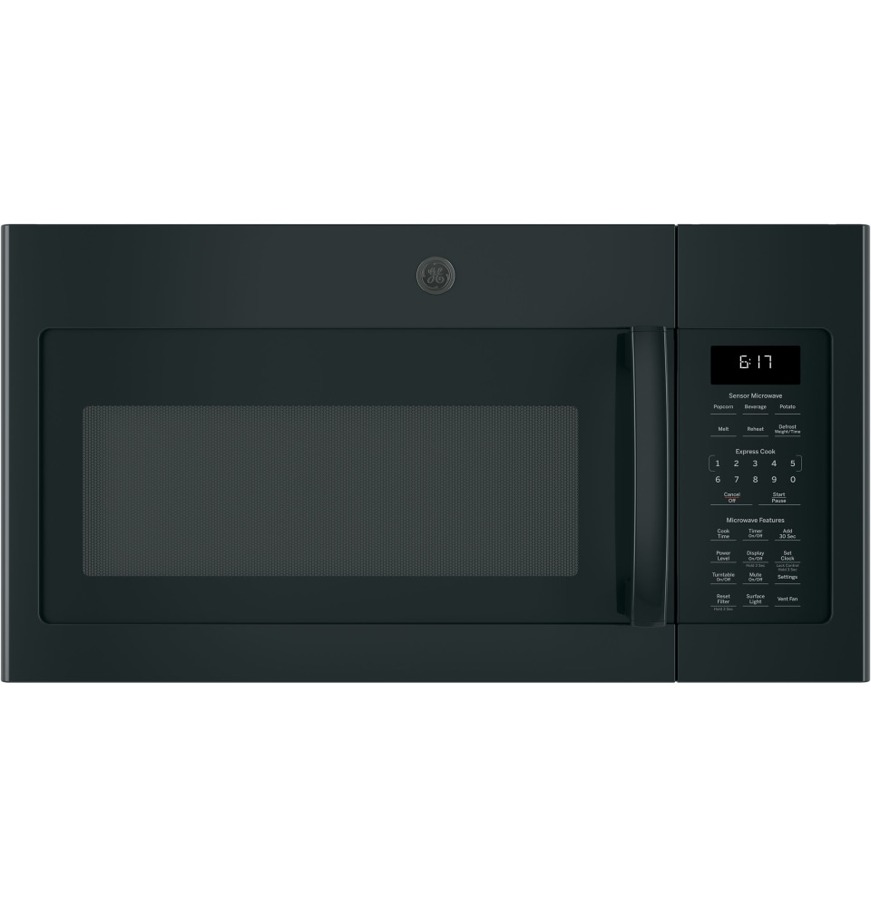 GE - 1.7 Cu. Ft. Over-the-Range Microwave - Black stainless steel