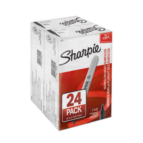 Sharpie Permanent Markers, Fine Tip, Black, 24/Pack (2042918)