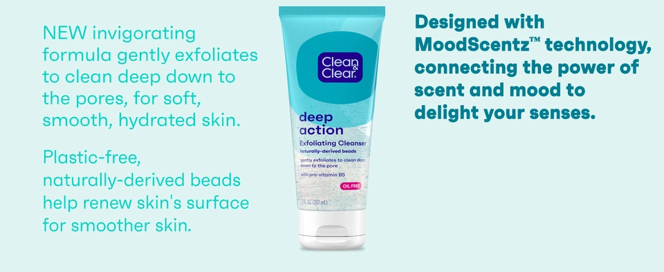 Deep Action scrub has Moodscentz technology to connect the power of scent and mood to delight senses