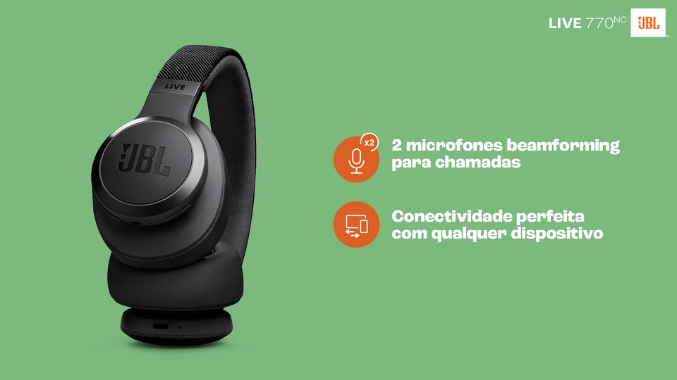 Fone Headphone Bluetooth Live 770NC, Preto, JBLLIVE770NCBLK