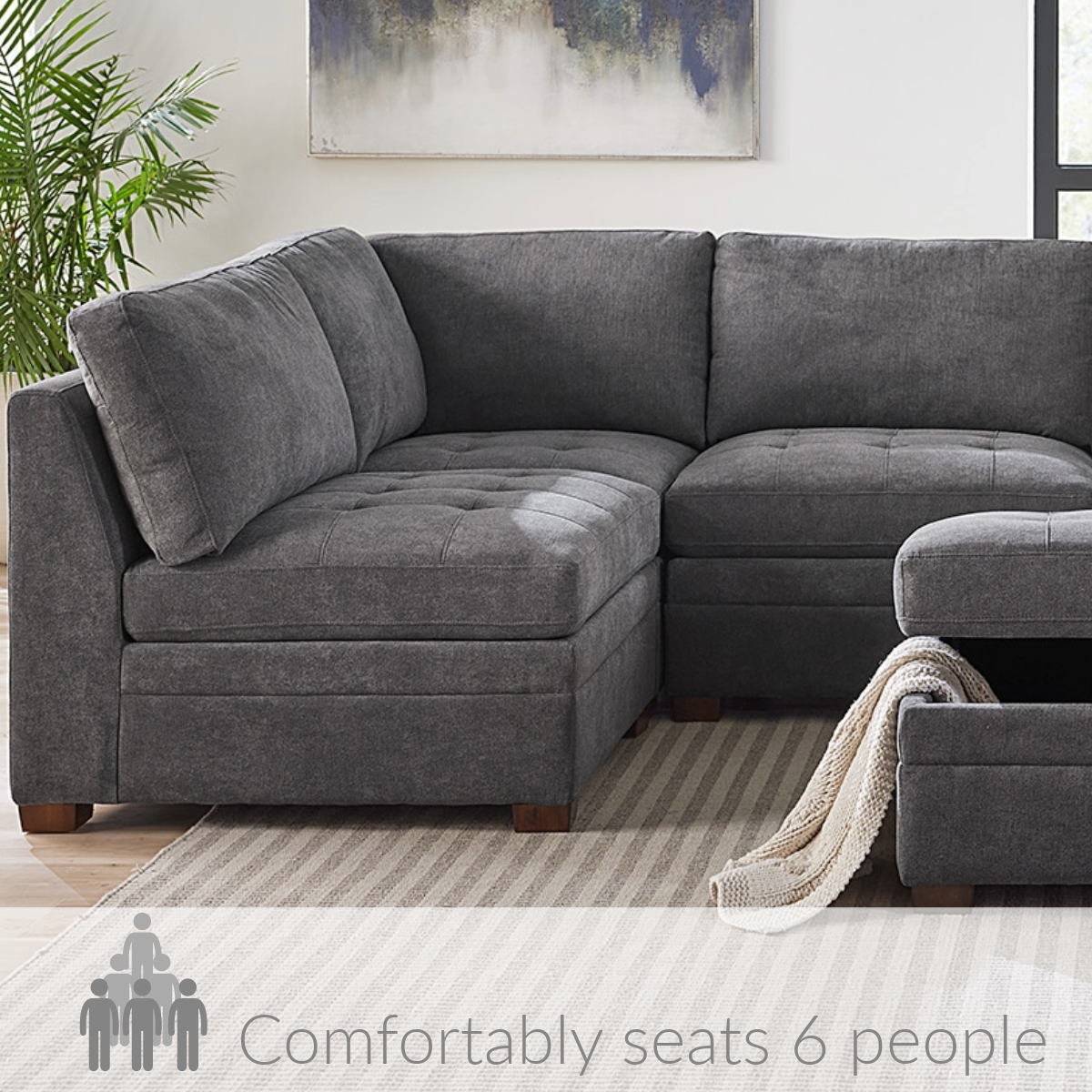 Thomasville Tisdale Fabric Sectional with Storage Ottoman Dark Gray ...