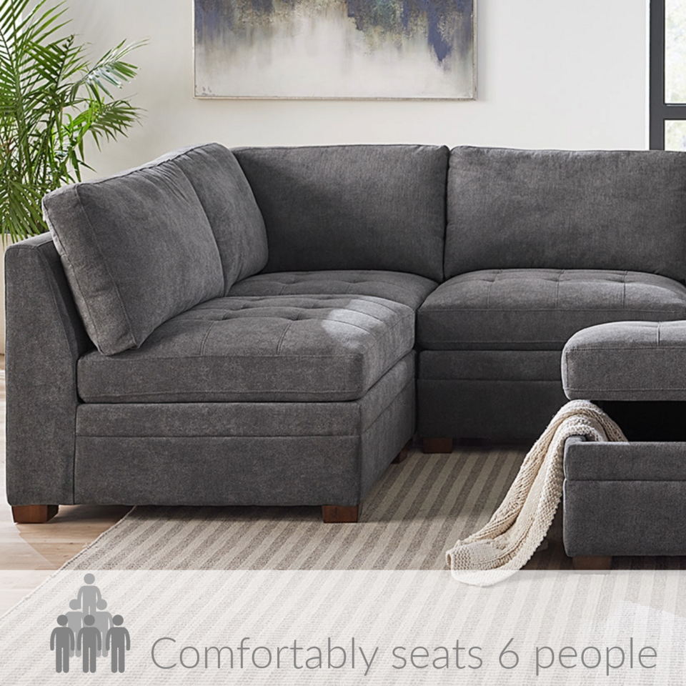 Thomasville Tisdale Fabric Sectional with Storage Ottoman Light Gray