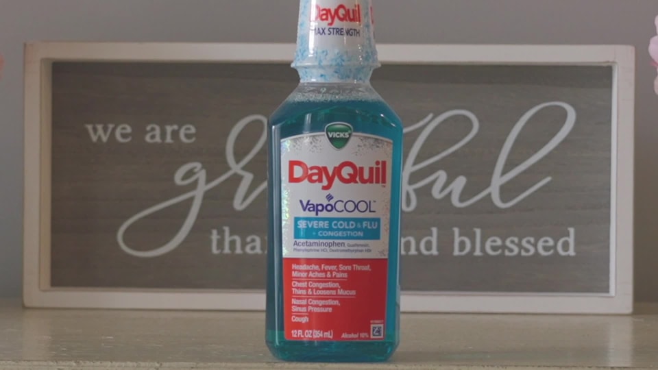 thumbnail video image 3 of Vicks DayQuil and NyQuil Severe Cold and Flu Liquid, Cold Medicine for Adults, VapoCool 2x12 Fl oz, 3 of 12