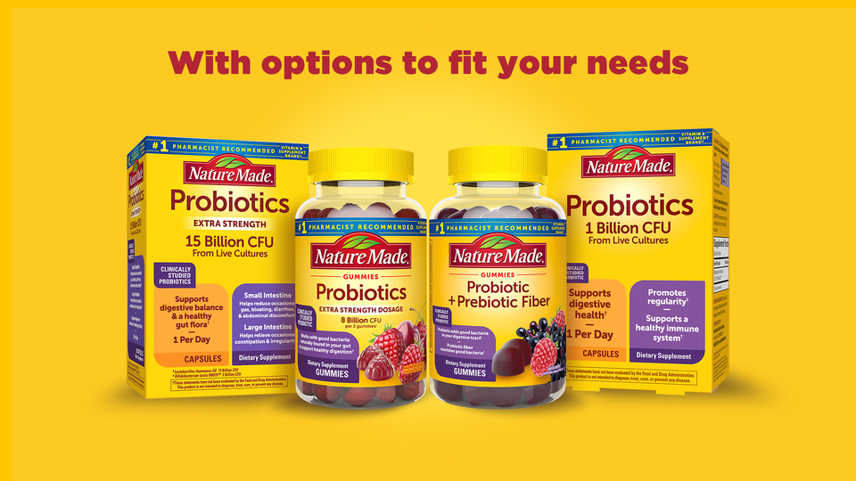 thumbnail video image 2 of (2 pack) Nature Made Probiotics Extra Strength 15 Billion CFU from Live Cultures Capsules, 30 Count, 2 of 12