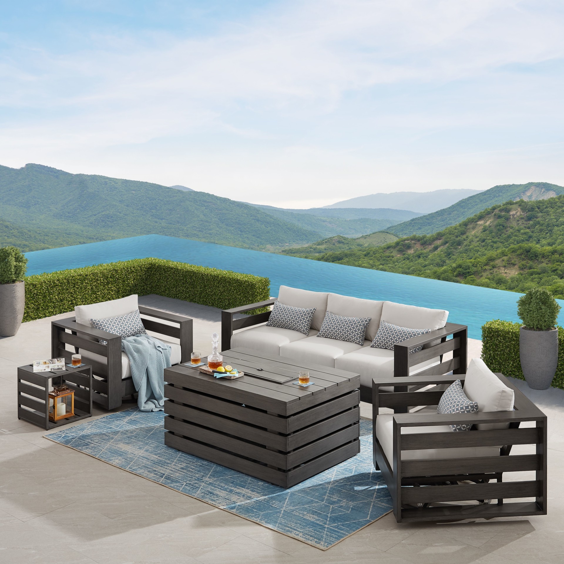 Whitney 5 Piece Patio Conversation Set With Fire Table Costco - Patio Conversation Sets With Fire Pit Canada