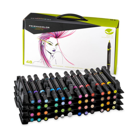 48PCS Marker Set Permanent Double-Ended Highly Pigmented Colors
