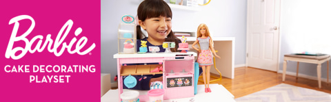 Barbie cake decorating playset best sale with blonde baker doll