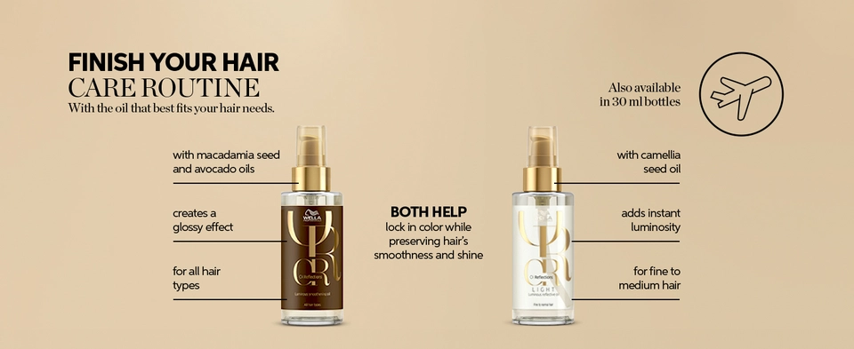 Two types of oil for hair texture from fine to coarse