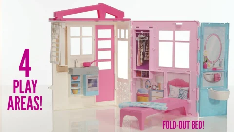 Barbie Malibu House 2 Story Dollhouse with Transformation Features and 25 Pieces R Exclusive Toys R Us Canada