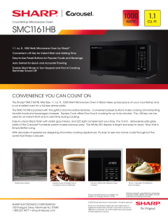 SHARP SMC1161HB 21 Inch Black 1.1 cu. ft. Capacity Countertop