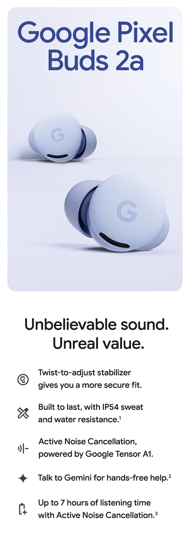 Google Pixel Buds 2a Wireless Earbuds with Active Noise