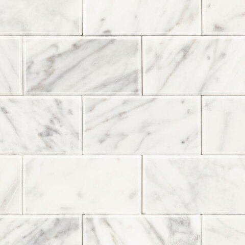 Mohawk SimplyStick Mosaix Peel &amp; Stick 2x4 Polished Marble Carrara White Mosaic