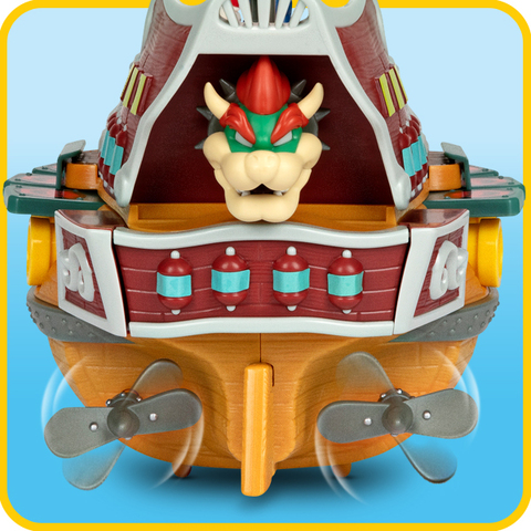 Super Mario Deluxe Bowser's Air Ship Playset with Mario Action Figure –  Authentic In-Game Sounds & Spinning Propellers Medium