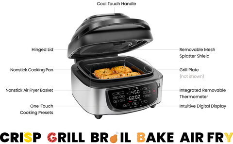 Chefman 5-in-1 Air Fryer + Indoor Grill with Cooking Thermometer