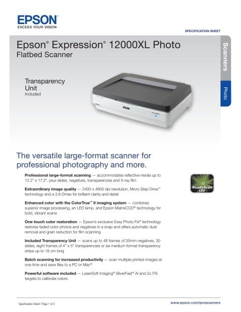 Epson Expression 12000XL Photo Scanner Walmart Com Walmart Com   480 