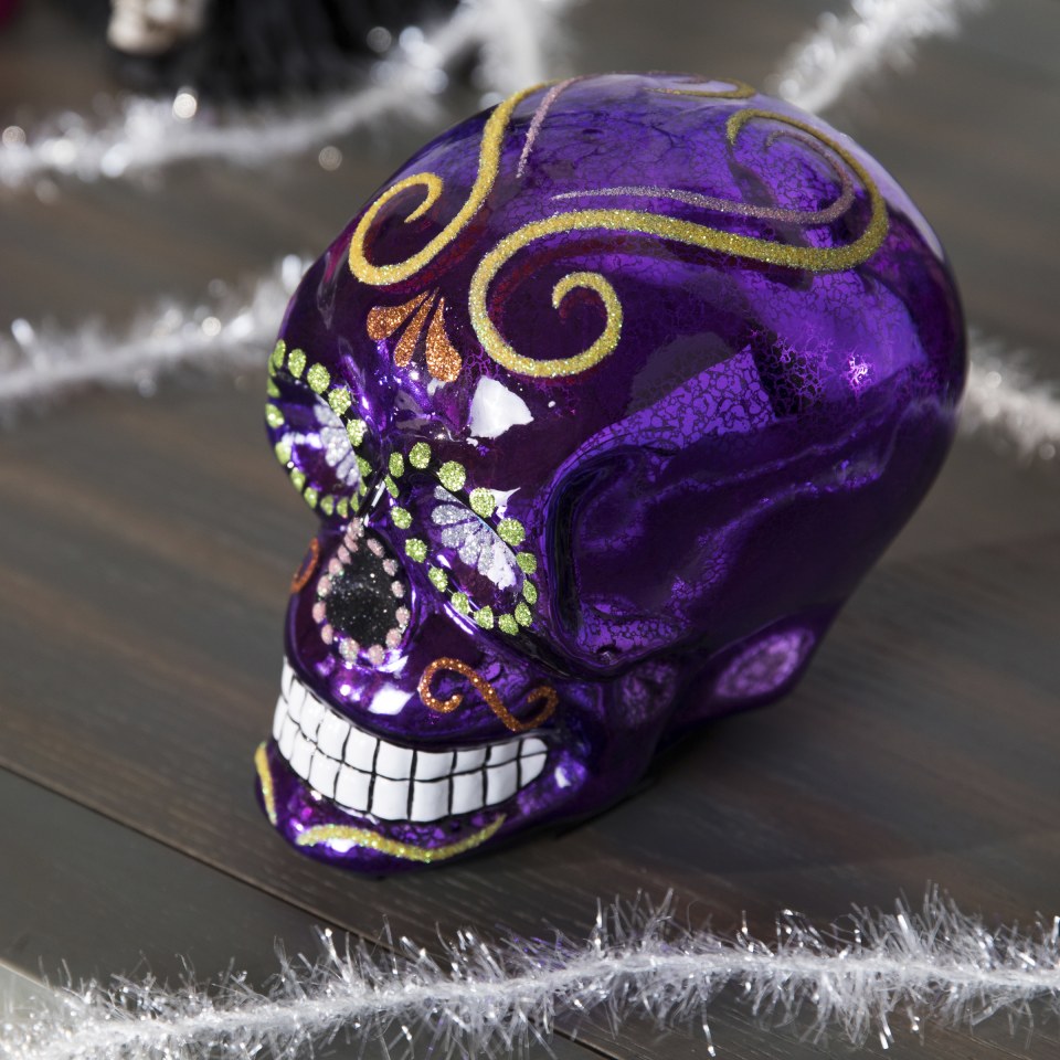 Purple or Clear New Halloween Decor! Glass Skull Your Choice Glow in the Dark